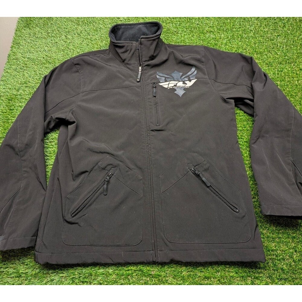 Fly Racing Black Softshell Jacket Full Zip Mens Size Medium